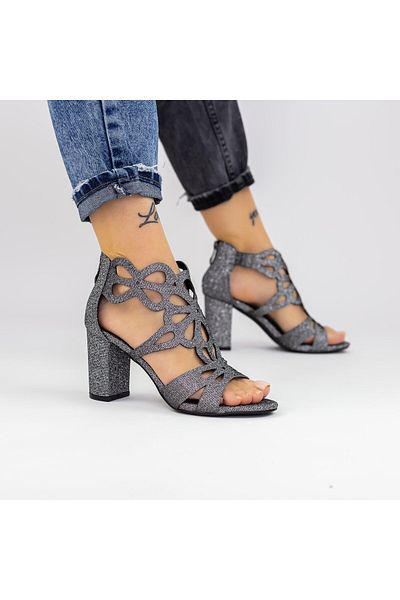 mei Women's Sandals with Thick Heels XKK565A Guncolor (A02) Mei
