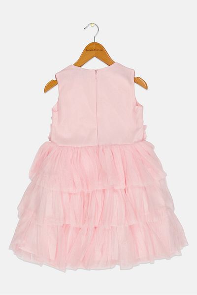 Luna Moon Toddlers Girl Textured Party Dress, Pink