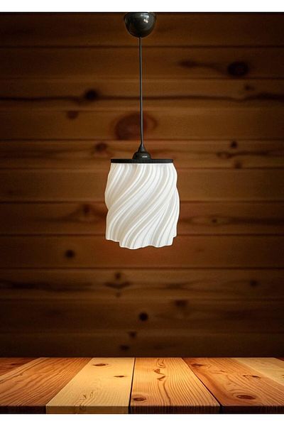 Dropcek eticaret Modern Wavy Design Pendant Chandelier, 3D Printing Stylish Single Chandelier, Lighting for Living Room, Kitchen and Hall
