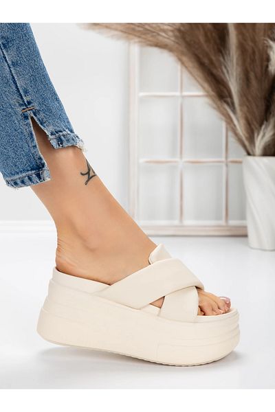 mei Women's Platform Slippers 8325 Beige | Mei