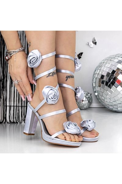 mei Women's Sandals with Thick Heels 3XKK139 Grey | Mei
