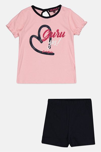 Guru 99 Toddlers Girl 2 Pieces Graphic Print Top And Bottom Set, Multicolor