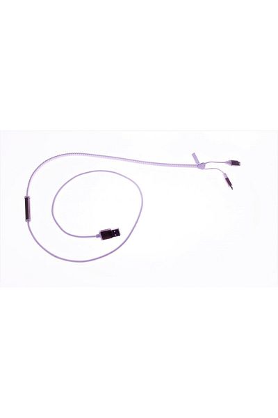 OEM USB cable with microUSB connector and lightning compatible connector, zipper model, white