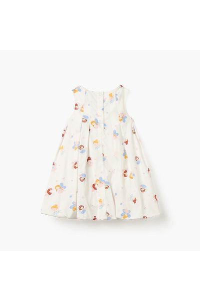 Juniors Fairy Print Sleeveless Dress with Button Closure