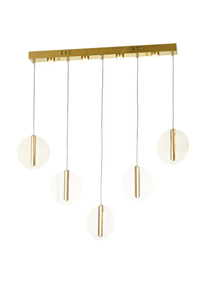 Avizemoda Lovena 5'Li Ledli Dim Kumandalı Modern Yemek Masası Üstü Avize 3 Re...