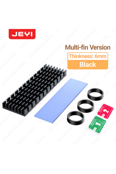 choice2 6mm Fin Black JEYI M.2 SSD Heatsink, Aluminum PS5 Radiator Solid State Drives Cooler Silicone Therma