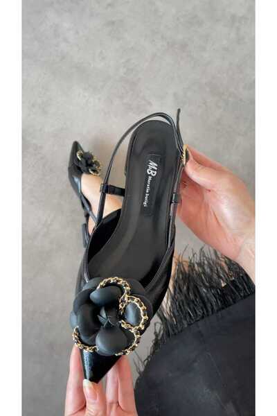 M&B Chain Detail Women's Ballet Shoes Large Size 2 cm Heel between 36 43