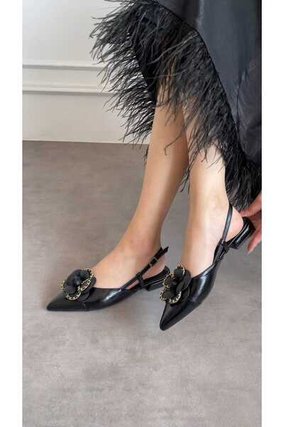 M&B Chain Detail Women's Ballet Shoes Large Size 2 cm Heel between 36 43