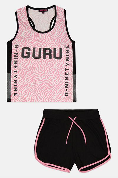 Guru 99 Kids Girl 2 Pieces Graphic Print Top And Bottom Set, Multicolor