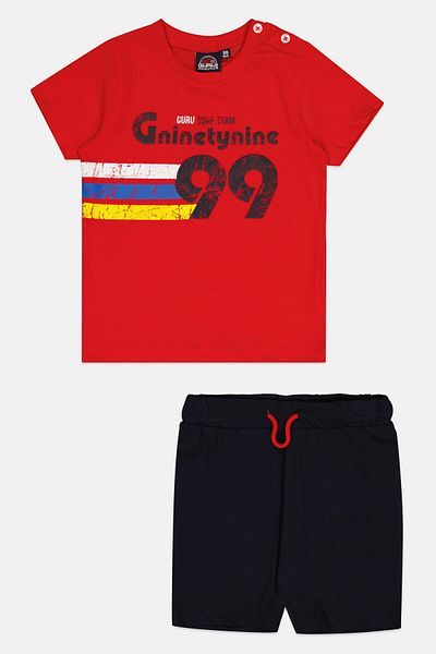 Guru 99 Toddlers Boy 2 Pieces Graphic Print Top And Bottom Set, Multicolor