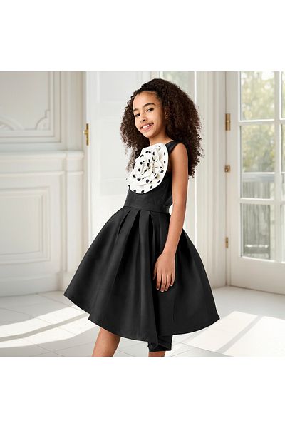 Juniors Floral Accent Sleeveless Dress with Square Neck
