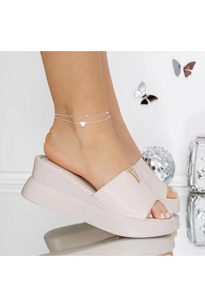 mei Women's Platform Slippers 3LE50 Beige | Mei