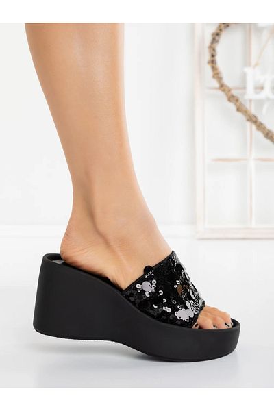 mei Women's Platform Slippers C03 Black | Mei