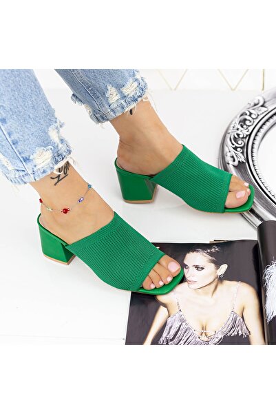 mei Papuci Dama cu Toc gros M325-1 Verde Mei