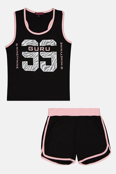 Guru 99 Kids Girl 2 Pieces Graphic Print Top And Bottom Set, Multicolor