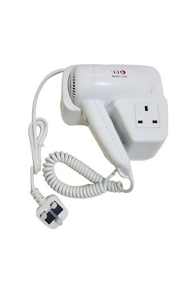 DLC 1200W Wall-Mount Hair Dryer – Triple Power Outlet, 50/60Hz, Easy to Use