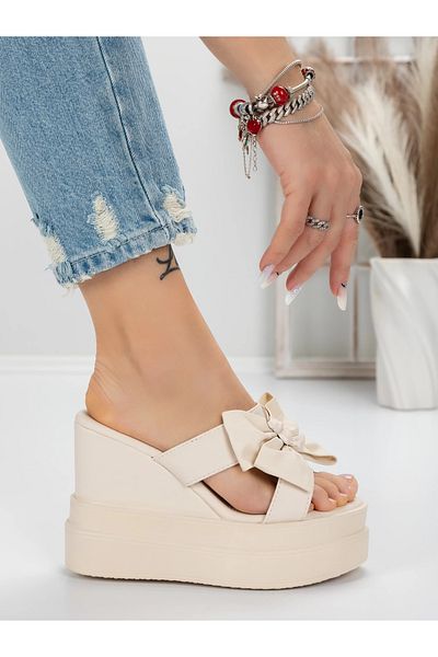 mei Women's Platform Slippers 5WL36 Beige | Mei