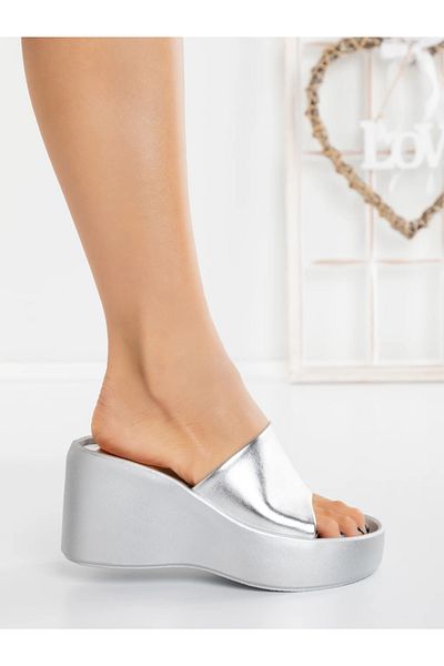 mei Women's Platform Slippers C05 Silver | Mei