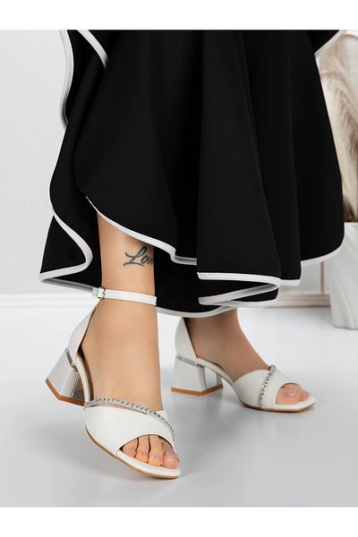 mei Women's Sandals with Thick Heels 5GZ59 White | Mei
