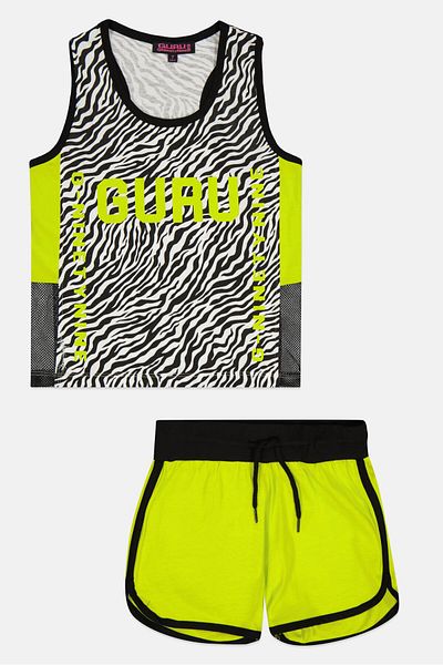 Guru 99 Kids Girl 2 Pieces Graphic Print Top And Short Set, Multicolor