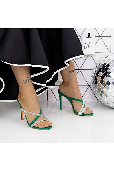 mei Women's Slippers with Thin Heel 2XKK69 Pine Green