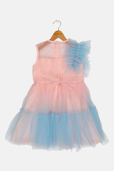 Luna Moon Kids Girl Pleated Mesh Dress, Pink