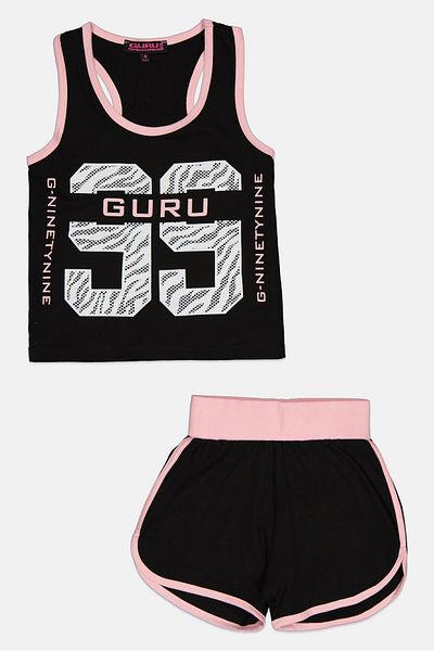 Guru 99 Toddlers Girl 2 Pieces Graphic Print Top And Bottom Set, Multicolor