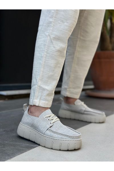 BOA Ba0676 Boa Cream Linen High Sole Men's Summer Shoes