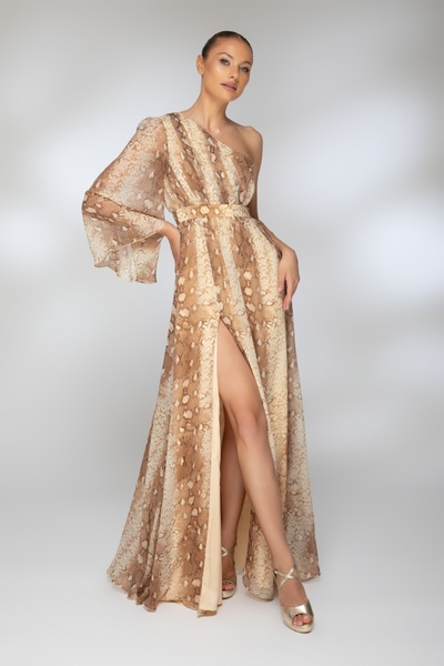 Atmosphere Fashion Rochie lungă din voal cu imprimeu animal