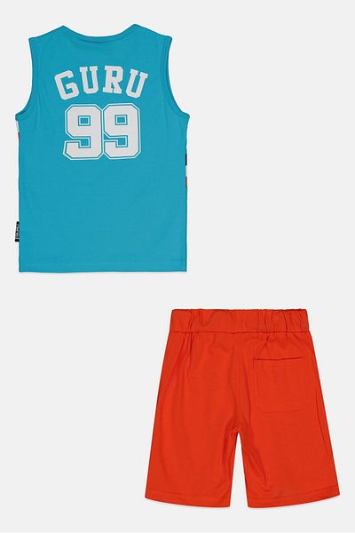 Guru 99 Toddlers Boy 2 Pieces Graphic Print Top And Bottom Set, Multicolor
