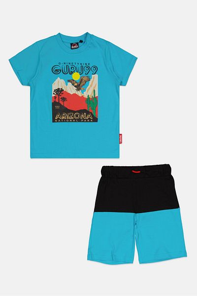 Guru 99 Kids Boy 2 Pieces Graphic Print Top And Bottom Set, Multicolor
