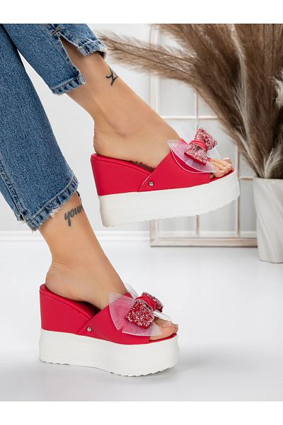 mei Women's Platform Slippers 3AW326 Red | Mei
