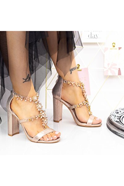 mei Sandale Dama cu Toc gros 2XKK109 Champagne Mei