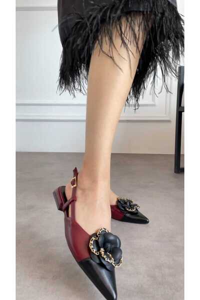 M&B Chain Detail Women's Ballet Shoes Large Size 2 cm Heel between 36 43