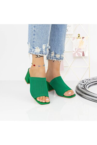 mei Papuci Dama cu Toc gros M325-1 Verde Mei