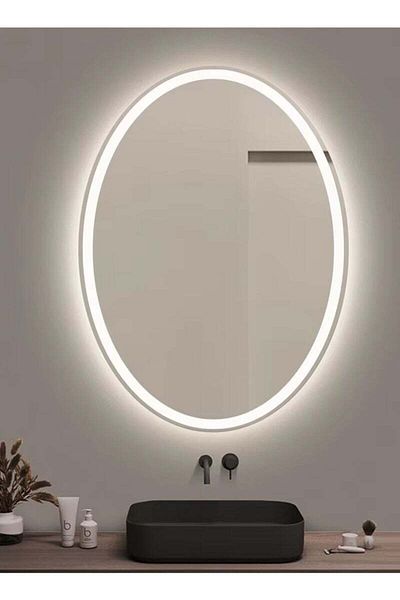 Taimi Oval bathroom mirror with LED backlight and touch control 90 x 70 cm