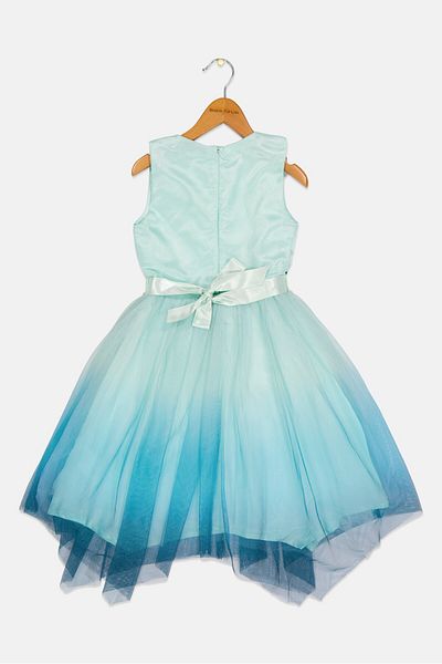 Luna Moon Kids Girl Embroidered Party Dress, Light Green