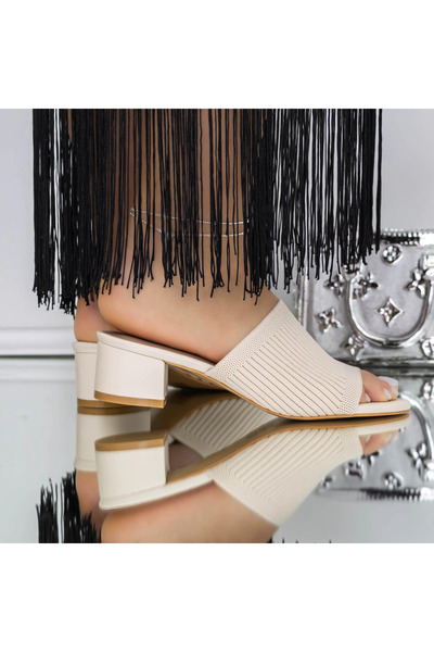 mei Women's Heeled Slippers 3FZ7 Beige | Mei