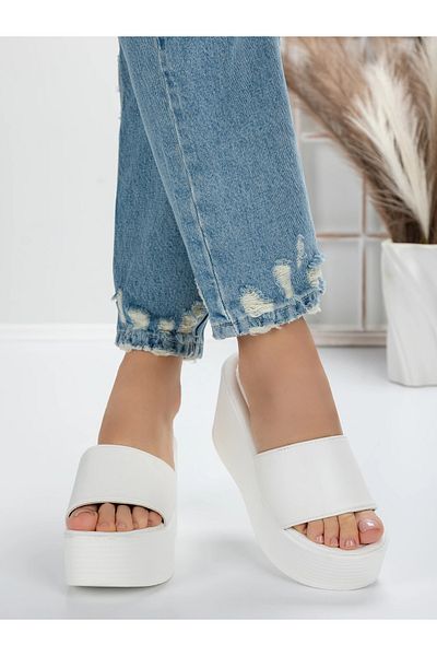 mei Women's Platform Slippers 5WL6 White | Mei