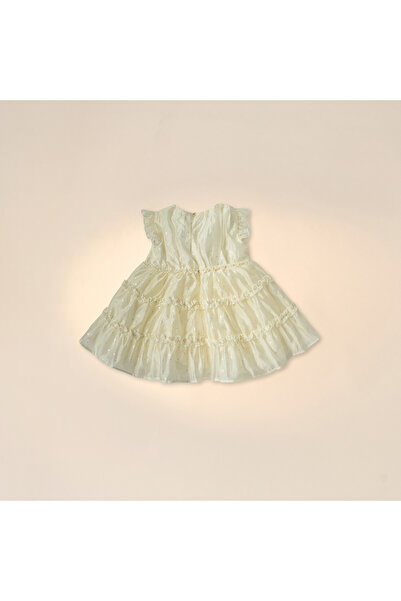 giggles Embellished Tiered Dress with Ruffle Sleeves and Headband
