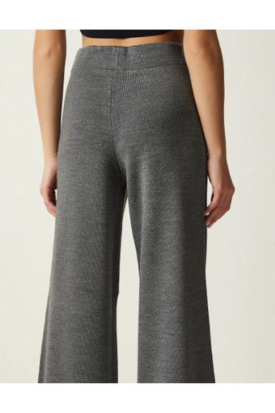 STF MODA Women's Anthracite Broad Leg Knitwear Pants