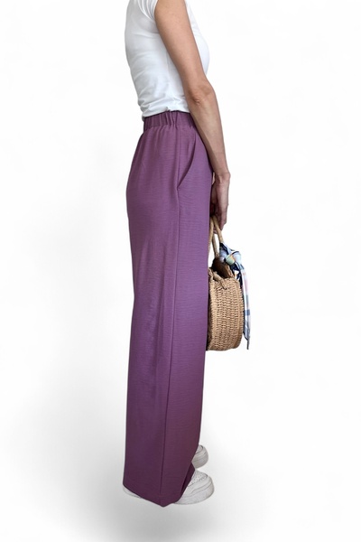 İrem Tekstil Kadın Mor Pamuklu Bol Rahat Pantalon