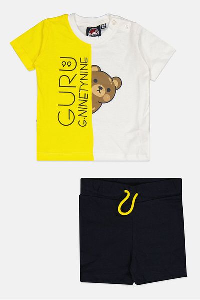 Guru 99 Toddlers Boy 2 Pieces Short Sleeve Colorblock T-Shirt And Shorts Set, Multicolor