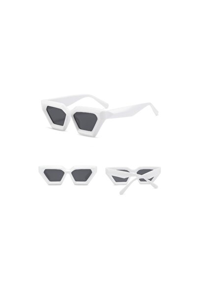 REDz Accessories Geometric Sunglasses, Futuristic Design, UV400 Protection, White