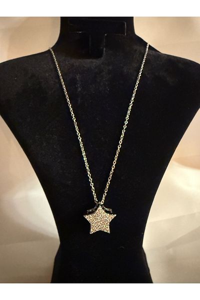 Mila Lumiere Silver Silver Color Zircon Stone Star Model Steel Necklace