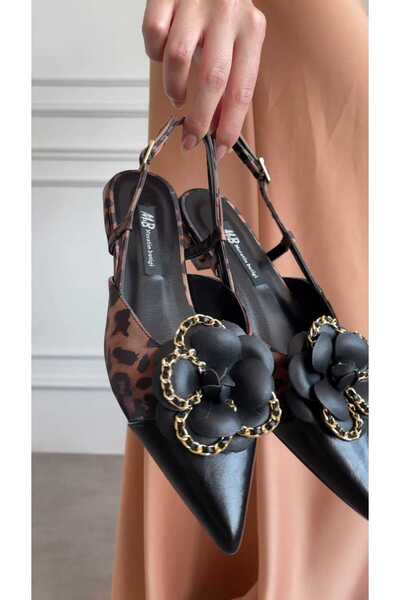 M&B Chain Detail Women's Ballet Shoes Large Size 2 cm Heel between 36 43