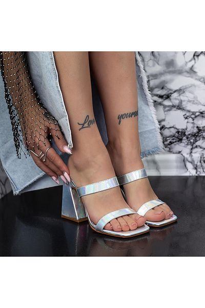 mei Women's Slippers with Thick Heels 2KV76 Silver MeI