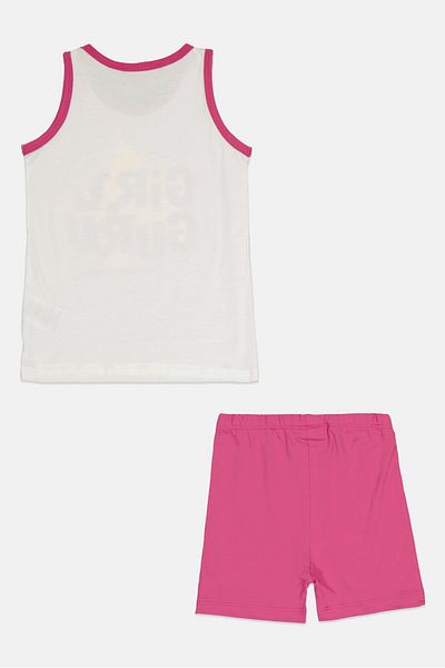 Guru 99 Toddlers Girl 2 Pieces Graphic Print Sleeveless Top And Short Set, Multicolor