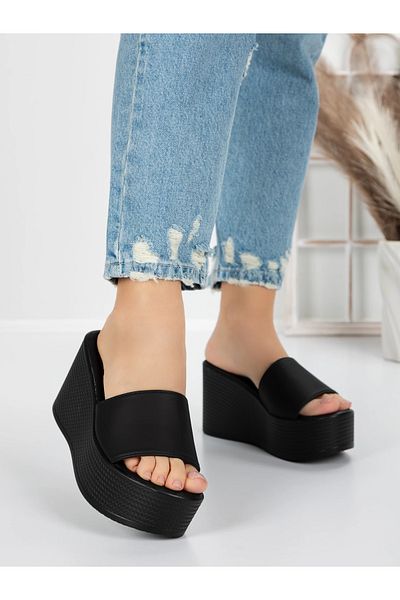 mei Women's Platform Slippers 5WL6 Black | Mei