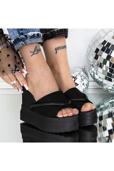 mei Women's Platform Slippers 3AW317 Black | Mei